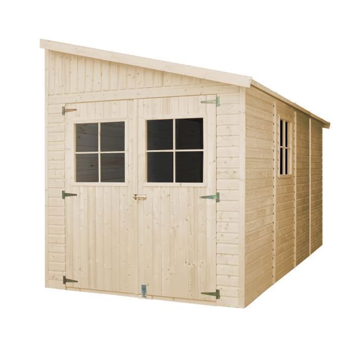 Caseta de jardín de madera TIMBELA de 8 m² - Pino/Abeto - 244 x 211 x 416 cm - Construcción de paneles - M340A