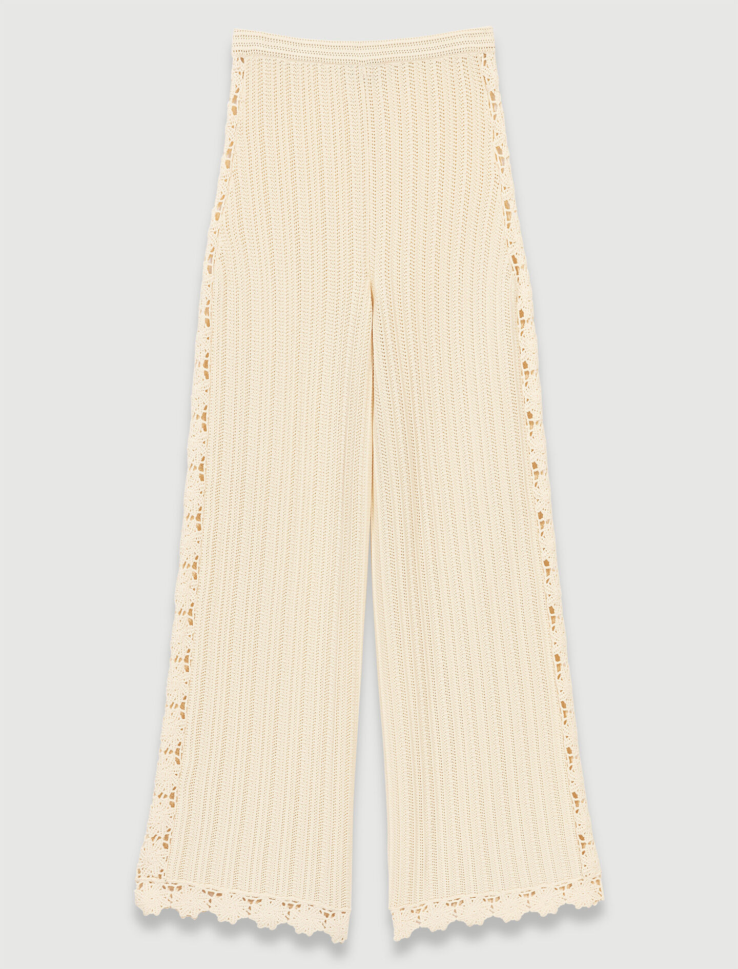Pantaloni tricotați - Alb-gălbui