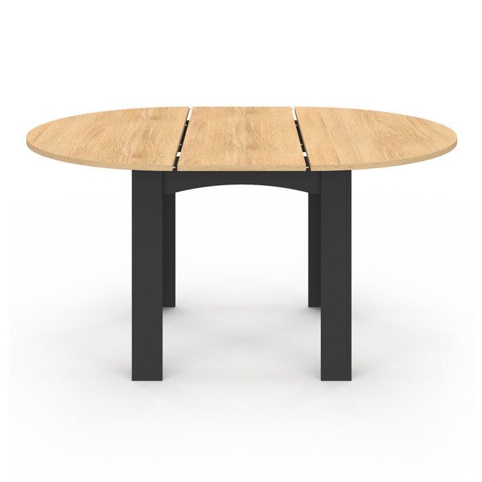 Uitschuifbare ronde eettafel - IDMARKET - DONA - Hout en zwart - 4-8 personen - 110-150 cm