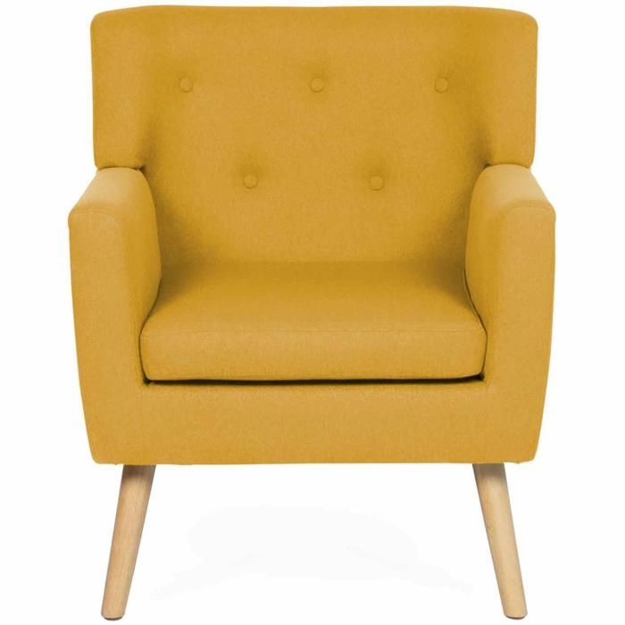 IDMARKET LIV Poltrona scandinava in tessuto giallo senape