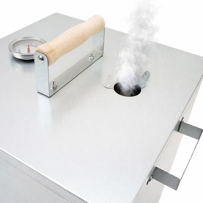Eurocatch 101cm Square Telescopic Smoker – Outdoor Smoker with Thermometer and 10 Hooks