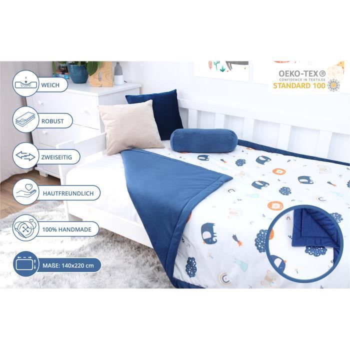 Velvet Bedspread/Throw - TOTSY BABY - Animals - 140x220 cm - Cotton - Children's Blanket for Single Bed