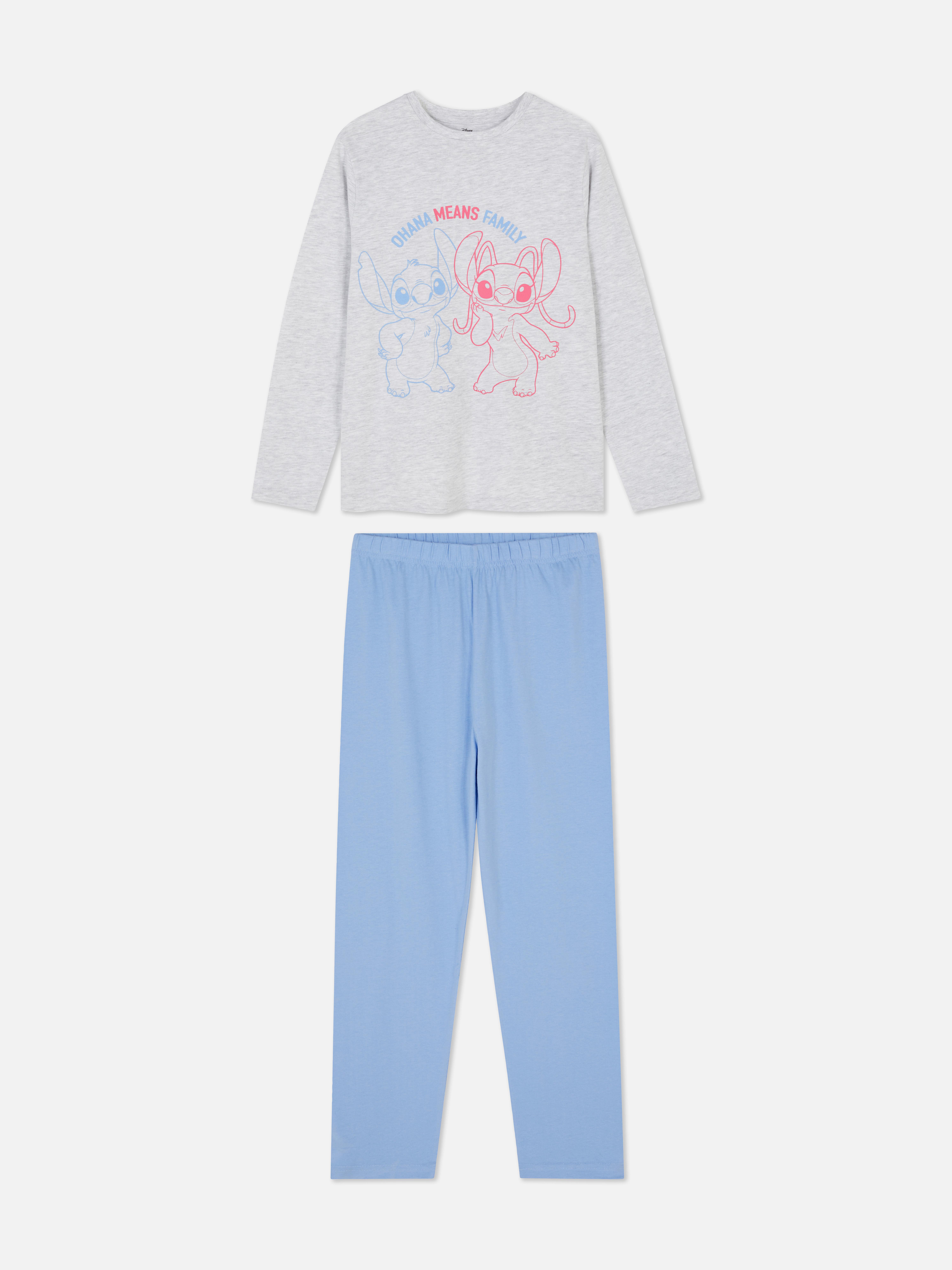 Pijamale cu mânecă lungă Disney Stitch Un set de pijamale Disney din două piese, cu un top cu mânecă lungă și pantaloni asortați
