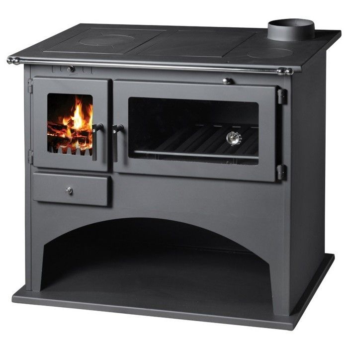 Estufa de leña Viki V05 de 10,5 kW | Horno, termómetro y placa de cocina