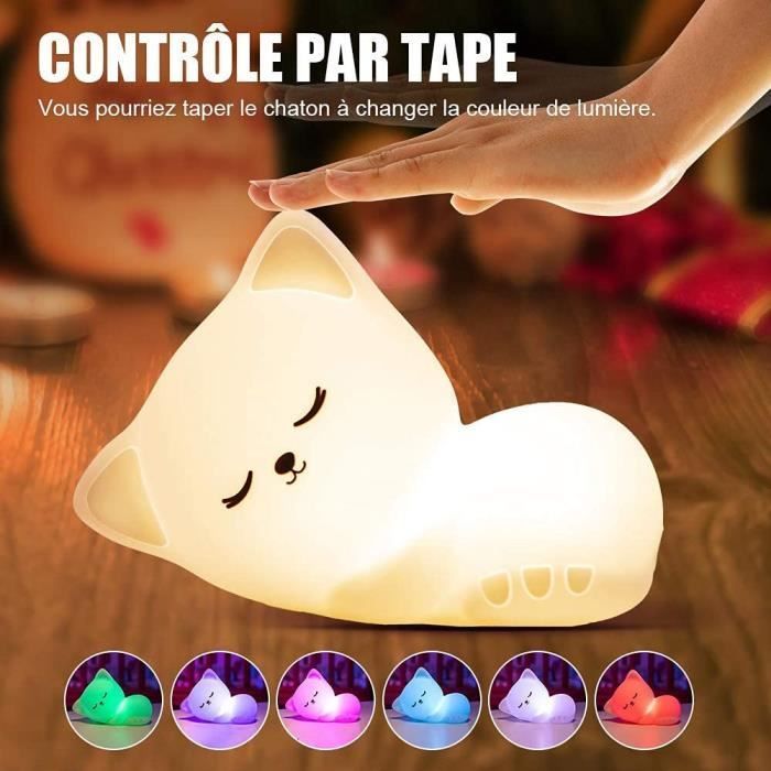 Luz nocturna recargable para bebés y niños, luz nocturna LED portátil con forma de gato para niñas, niños y adultos, luz nocturna táctil de silicona.
