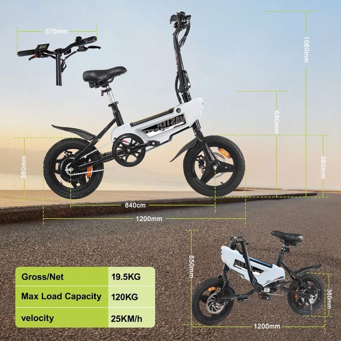 AVDLEU - Vélo Electrique Pliable - Roues 14