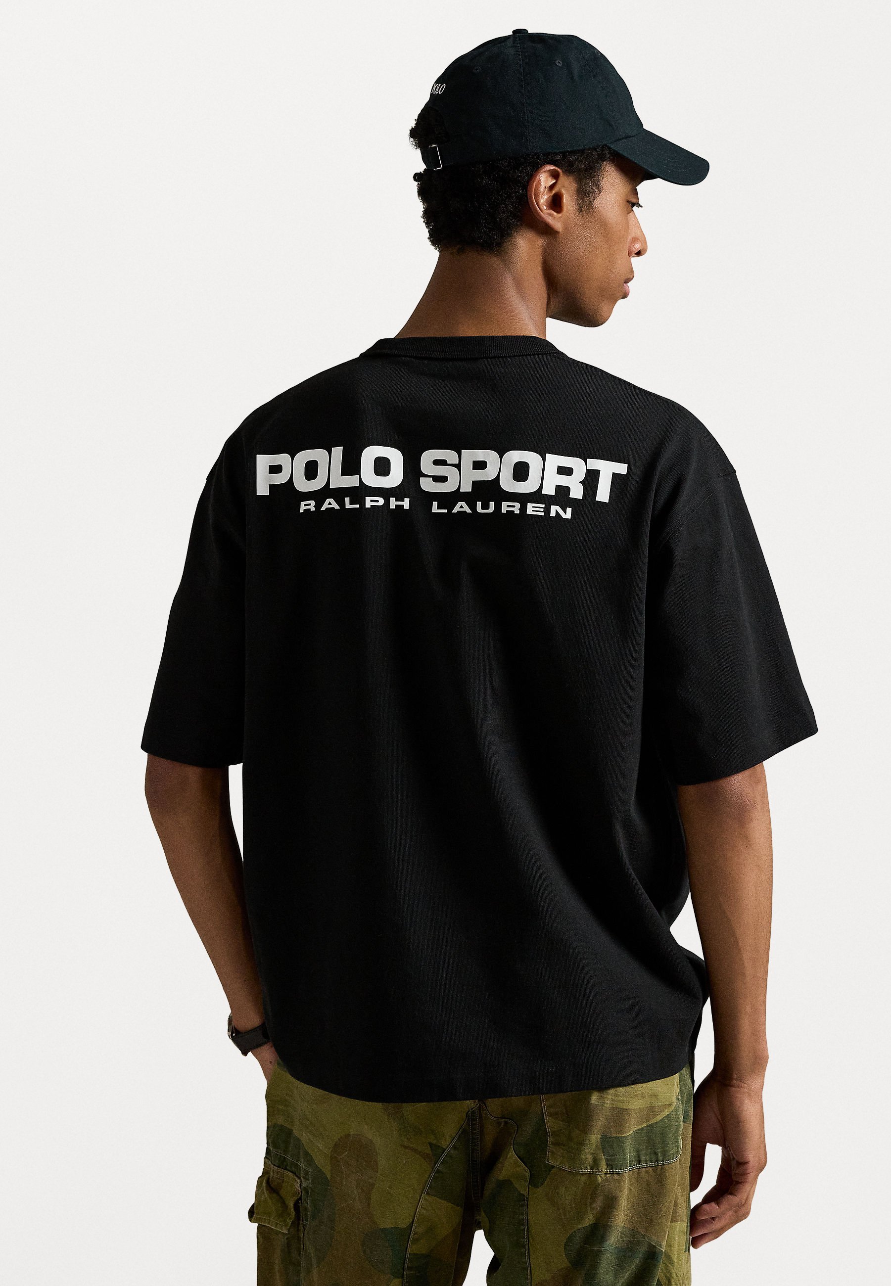 POLO RALPH LAUREN RELAXED FIT POLO SPORT JERSEY T-SHIRT - Triko s potiskem - black/white