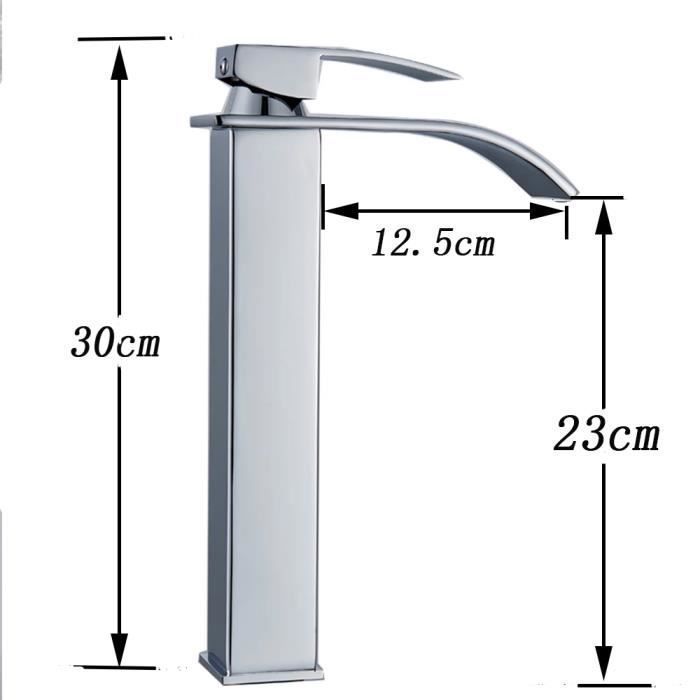 Waterfall Bathroom Faucet, Waterfall Basin Faucet with Adjustable Height Spout, Hot and Cold Water Mixer Tap in Stainless Steel