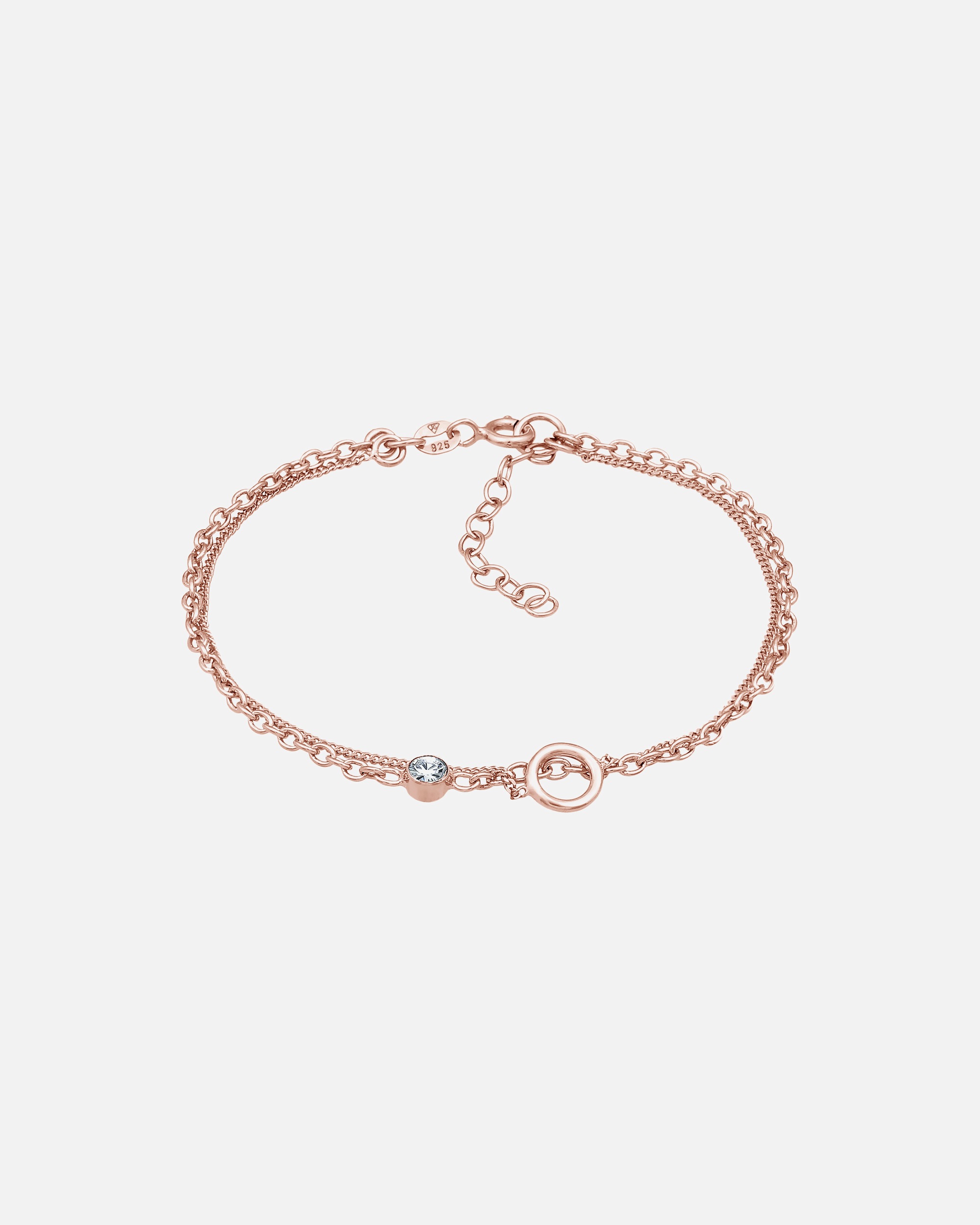 Elli Femmes Solitaire Cercle Layer avec cristal de verre en argent sterling 925