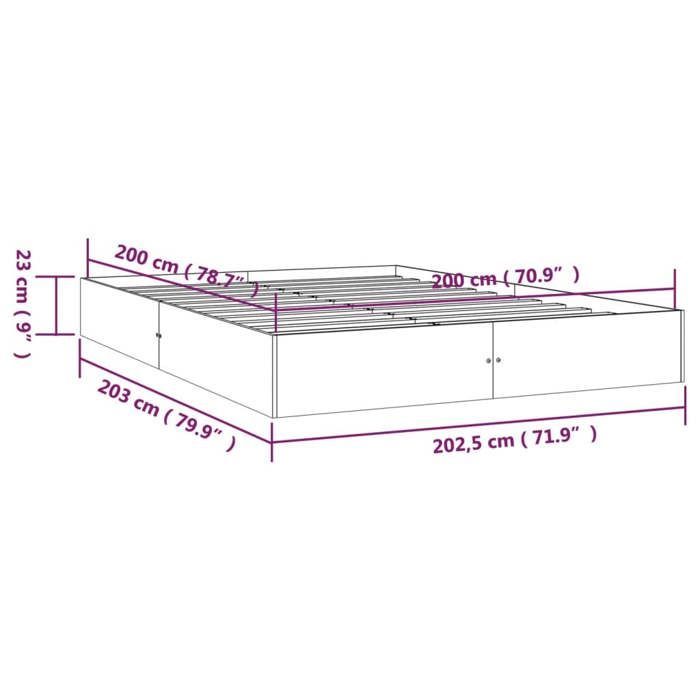 Marrón 200 x 200 cm - Cama de madera - Carga máxima 150 kg - Estructura de cama - Colchón no incluido - Madera maciza 200x200 cm 005_223055