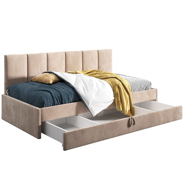 Łóżko młodzieżowe 80x200 Comfort Niko, Beżowy, Szuflada