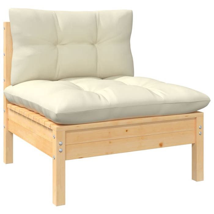 vidaXL Juego de salón de jardín de 4 piezas de madera maciza de pino con cojines, muebles de patio, muebles de exterior, muebles de jardín 3096298