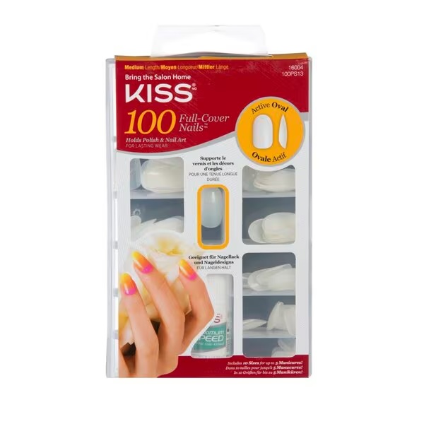 Umelé nechty Kiss Full Cover Oválne nechty<br>100 kusov