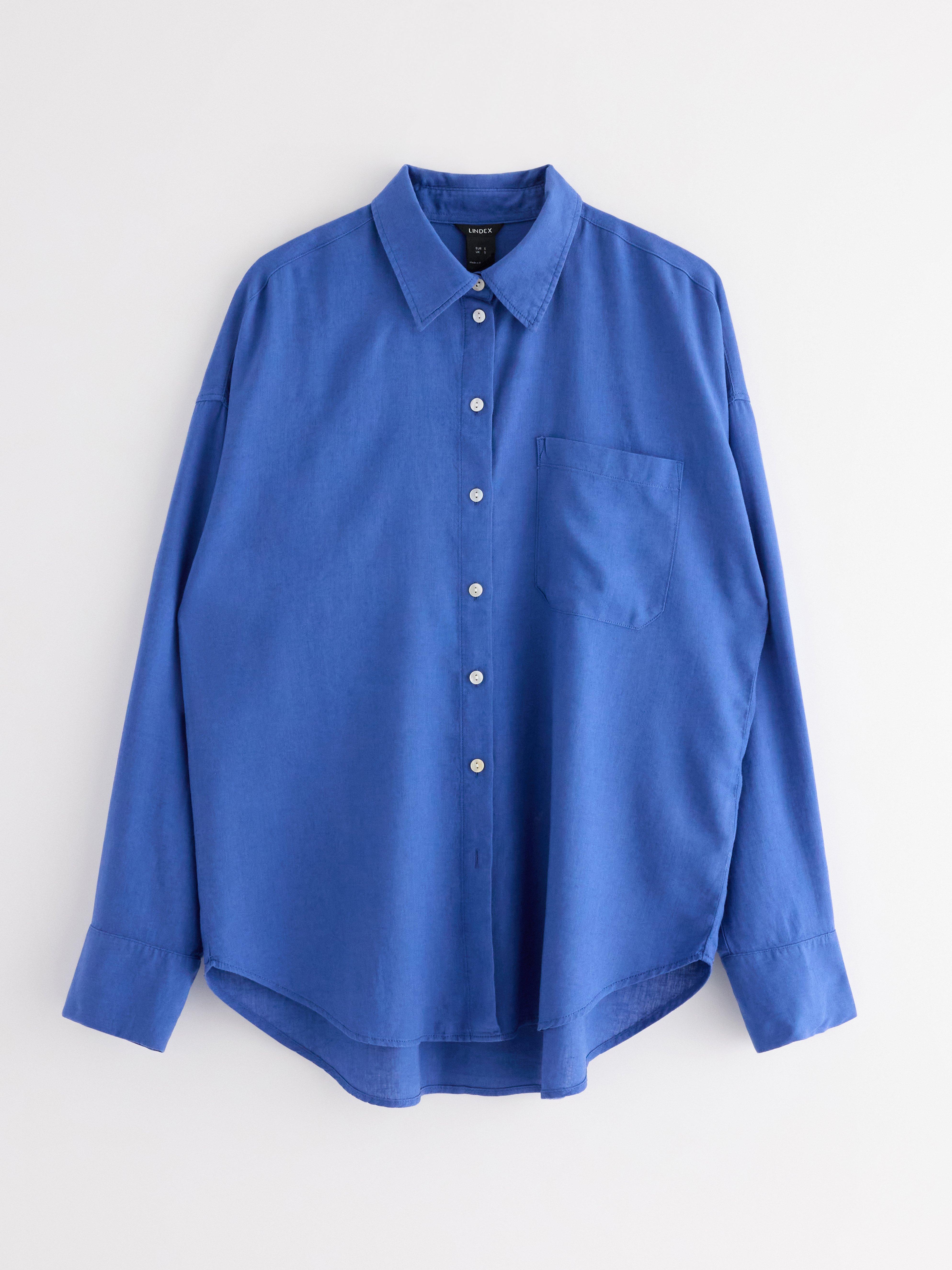 Camisa de linho misto azul