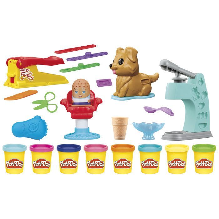 Playdoh 4 mini coffrets classiques, Coffret coiffeur, vétérinaire, glaces et Fun factory, loisirs créatifs, Classique, dès 3 ans