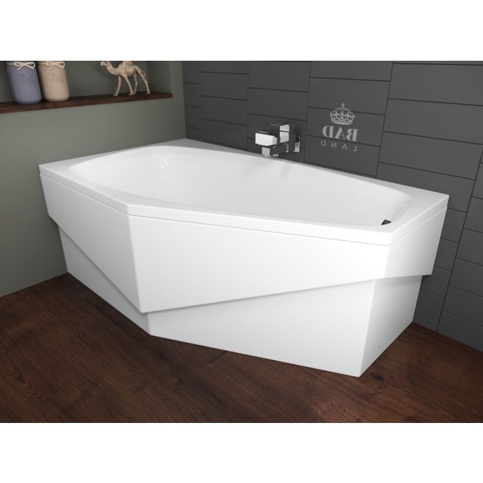 Hoekbad 140x80 links, badafvoer en 3-in-1 poten - MARIKA
