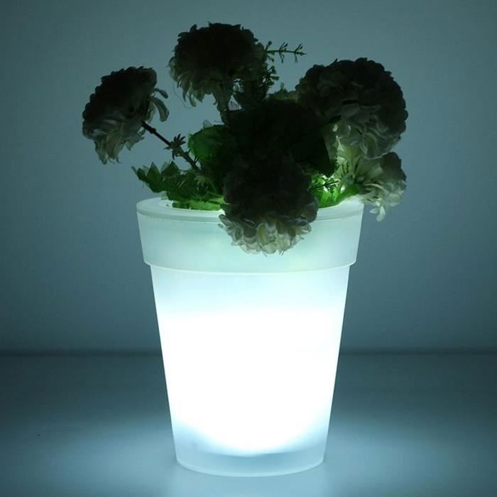 DECORACIÓN ILUMINADA Maceta hueca con carcasa de ABS iluminada, estilo planta LED inalámbrica para exteriores - Blanco 1