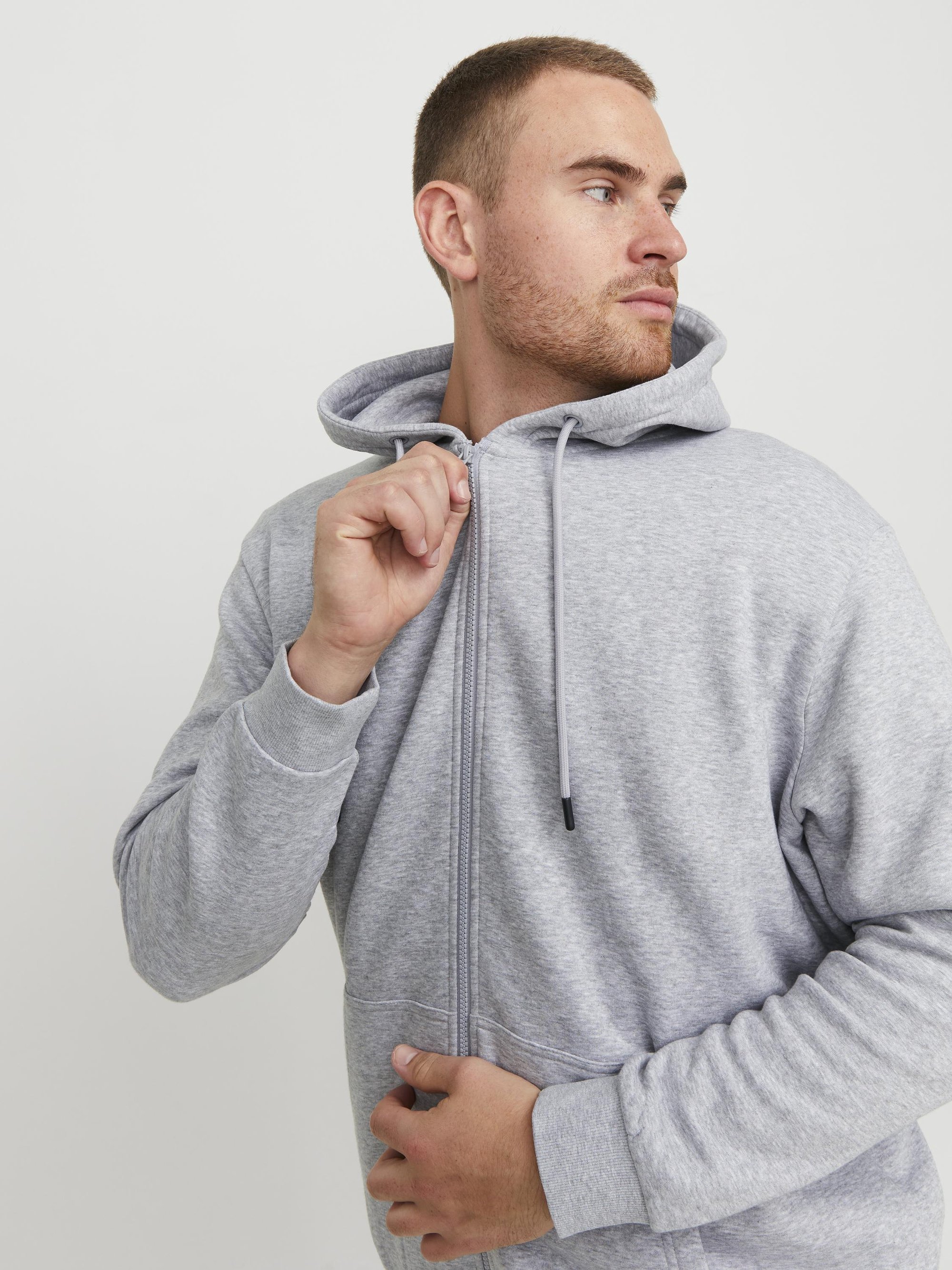 Sweat-shirt zippé Jack & Jones JJEBRADLEY PLUS - gris clair chiné