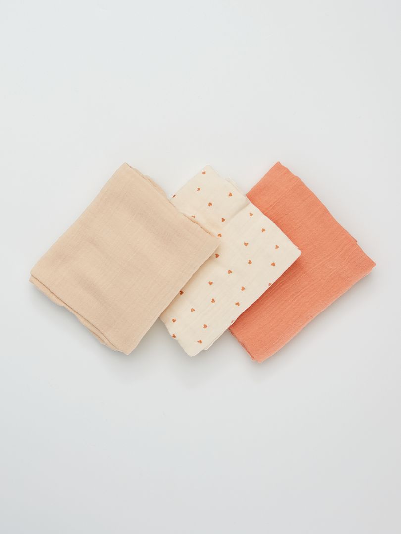 Conjunto de 3 paninhos de musselina - BRANCOS