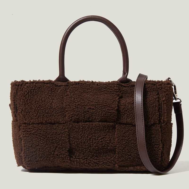 Sacs à tricot pour femmes, sacs bandoulière shopping pour femmes, sacs cabas d'hiver en fausse fourrure, design de marque