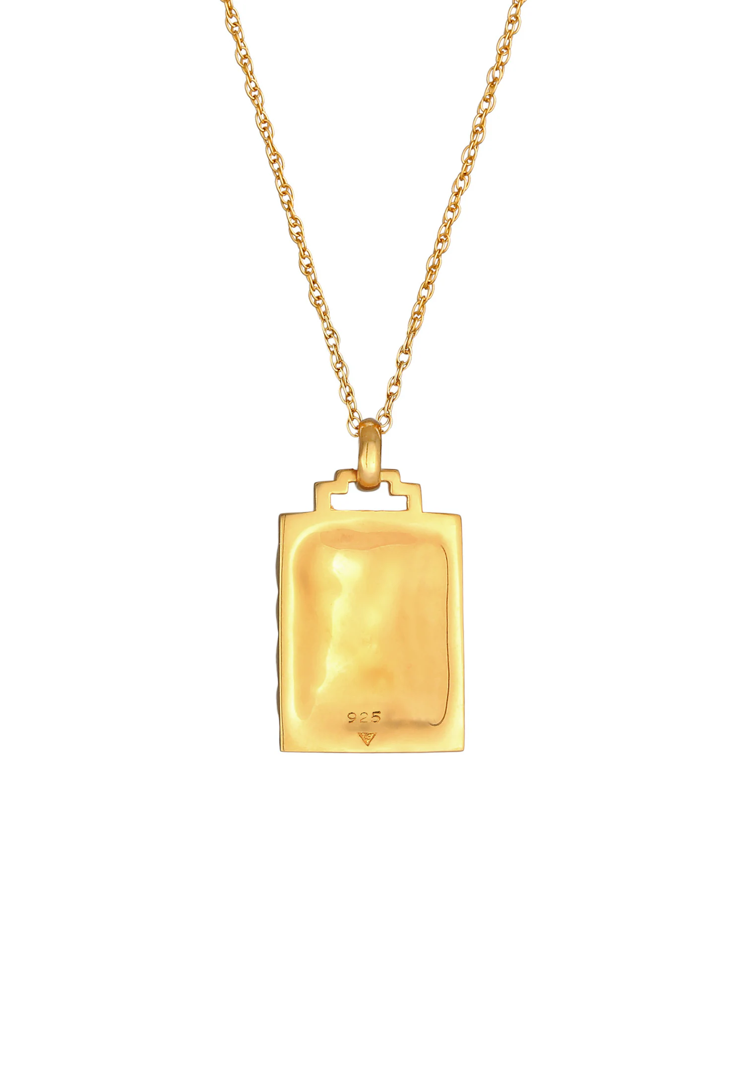 Elli Pièce de monnaie pour dames Sunbeams rectangle vintage en argent sterling 925 plaqué or