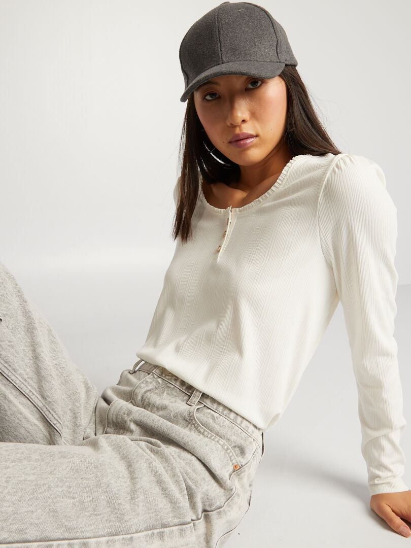 Camiseta de canalé - BLANCA