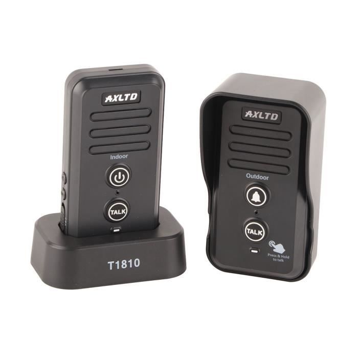 Timbre con intercomunicador inteligente SURENHAP, timbre inalámbrico con alcance de 1500 m, timbre personalizable, color negro.