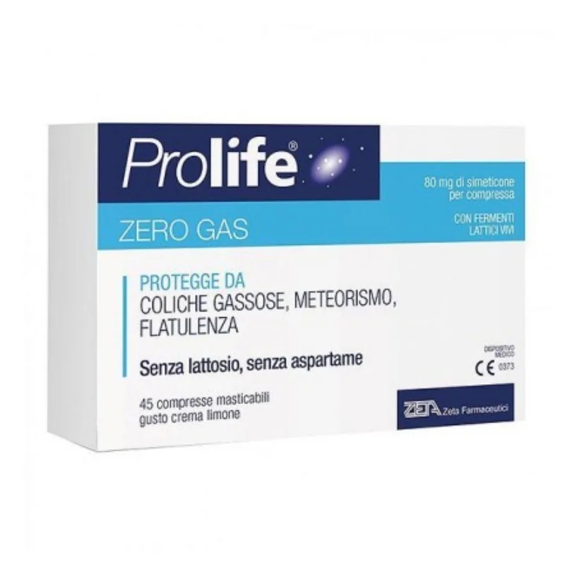 PROLIFE Prolife Zero Gas 45 comprimidos masticables, complemento alimenticio contra la flatulencia