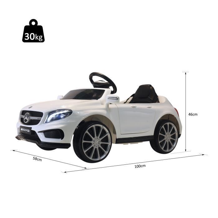 Voiture véhicule électrique enfants 6 V 15 W V. max. 7 Km/h télécommande effets sonores + lumineux blanc Mercedes GLA AMG