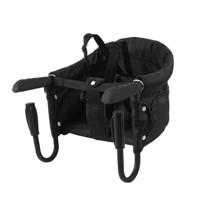 Seggiolino da tavolo per bambini - 6-36 mesi - Seggiolino pieghevole - Con morsetti antiscivolo e cintura di sicurezza portatile - Nero