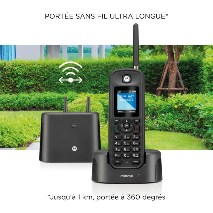 Téléphone fixe sans fil étanche - SVATV - Portée jusqu'à 1 km - IP67 étanche et anti-poussière - Répertoire 200 contacts
