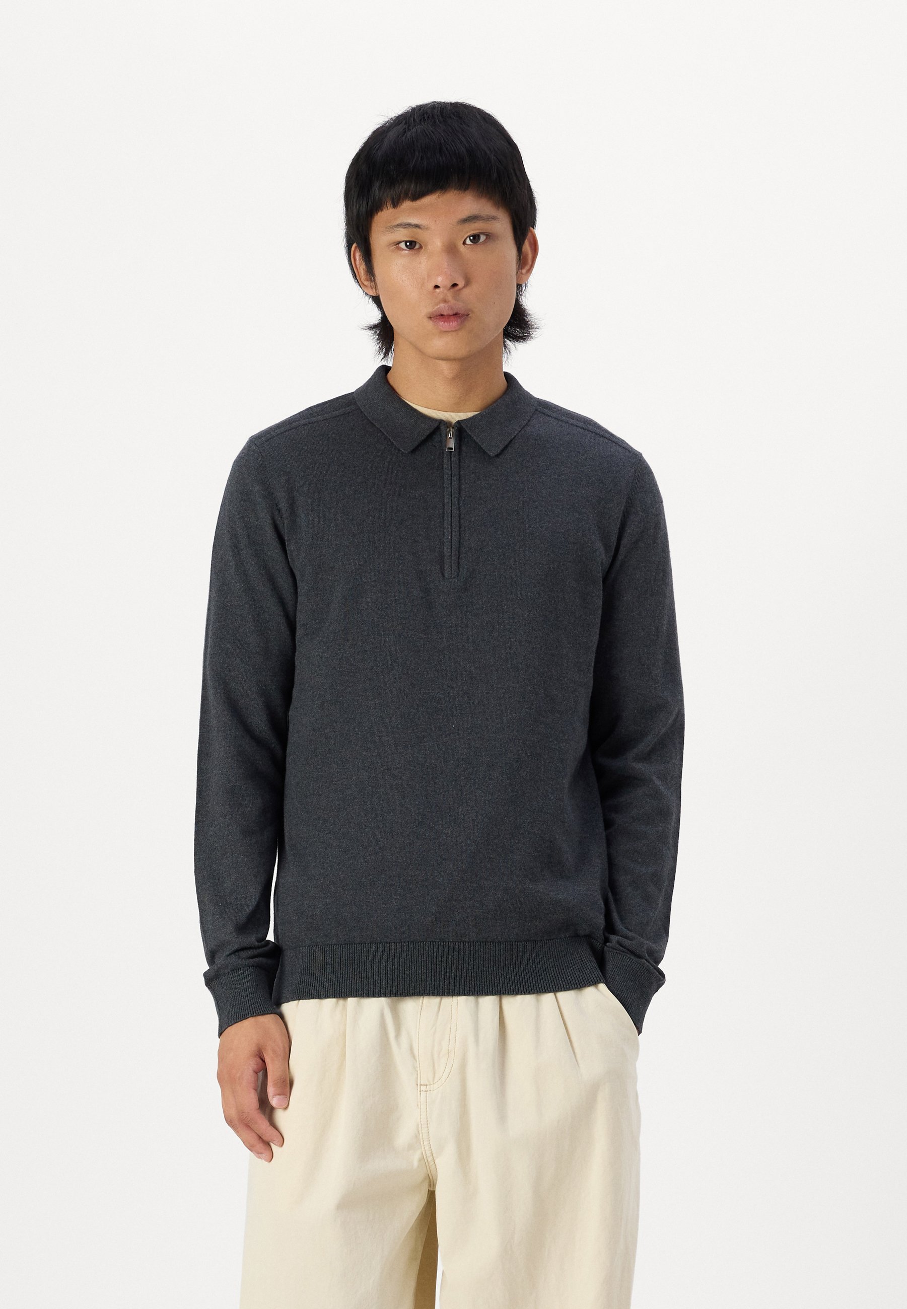 Pull Selected Homme SLHBERG HALF ZIP - Anthracite/mélange
