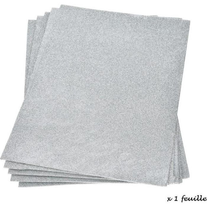 Juego de 5 láminas de gomaespuma termoformable con purpurina, 20 x 30 cm, 2 mm de grosor, Créasoft - plata