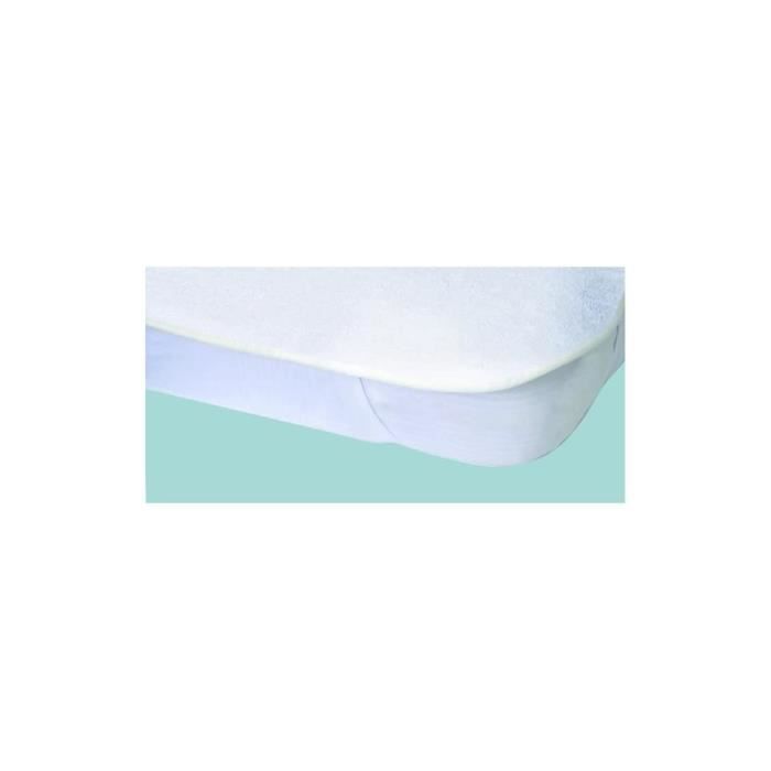 Protège-matelas Alèse imperméable Elasretane éponge bouclette 100 % coton 140 x 190 cm Blanc