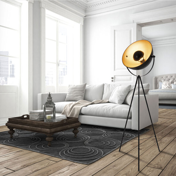 Bernice trebenet gulvlampe E27, sort-guld