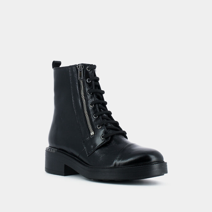 Bottines à lacets  en cuir noir