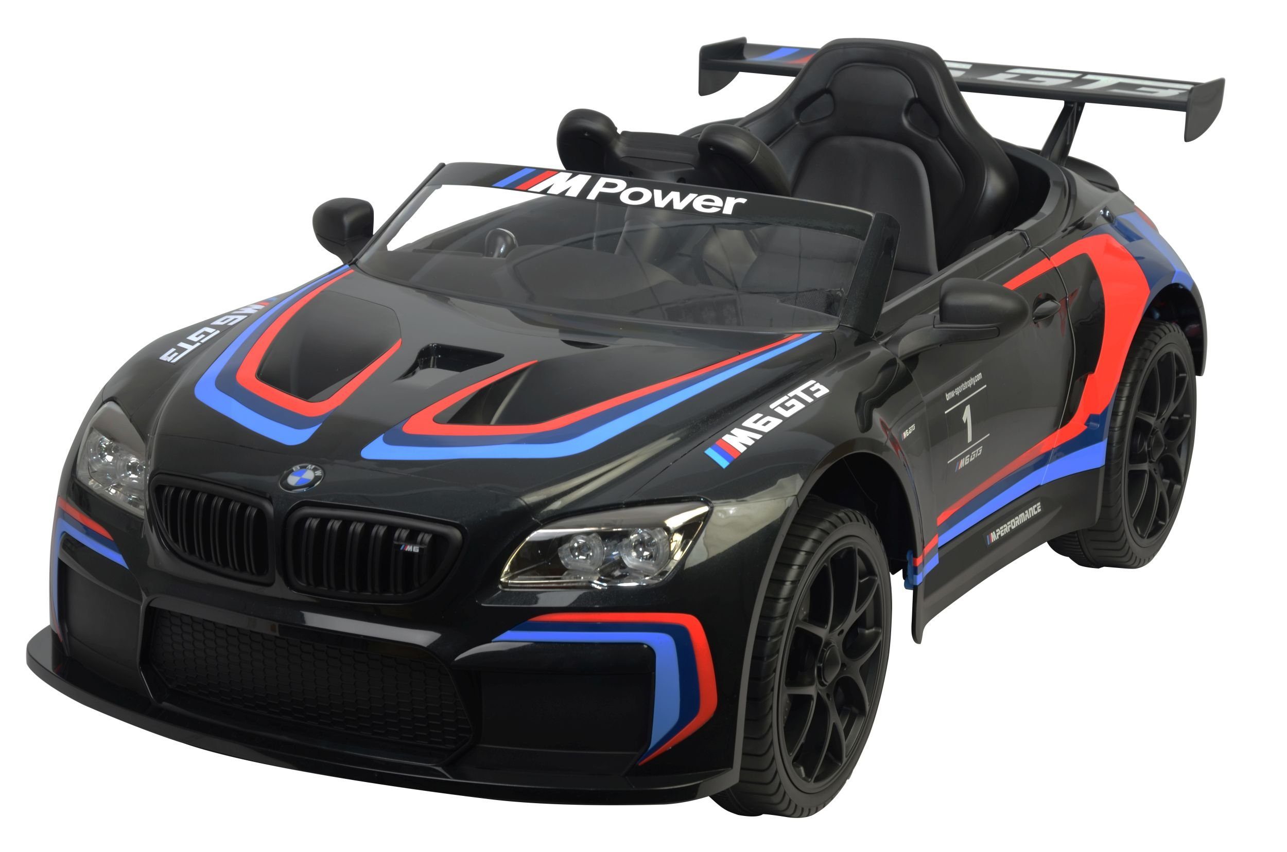Leksaksaffär Elbil för barn BMW M6 Sport Gt3 Bil Bluetooth Eva Lädersäte, Lastkapacitet 35 kg, AUX/USB-port, MP3-horn och motorljud på ratten, Fjärrkontroll