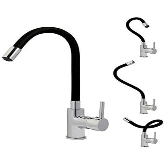 Edouard Rousseau - Grifo mezclador de cocina KOBEN Shape Memory - Negro/Cromo