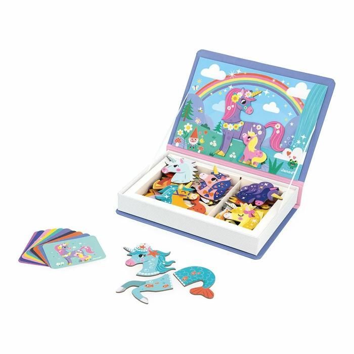 Magnéti'Book Unicorni - Gioco educativo magnetico con 44 magneti + 10 modelli - Giocattolo in cartone certificato FSC per bambini - Età 3+