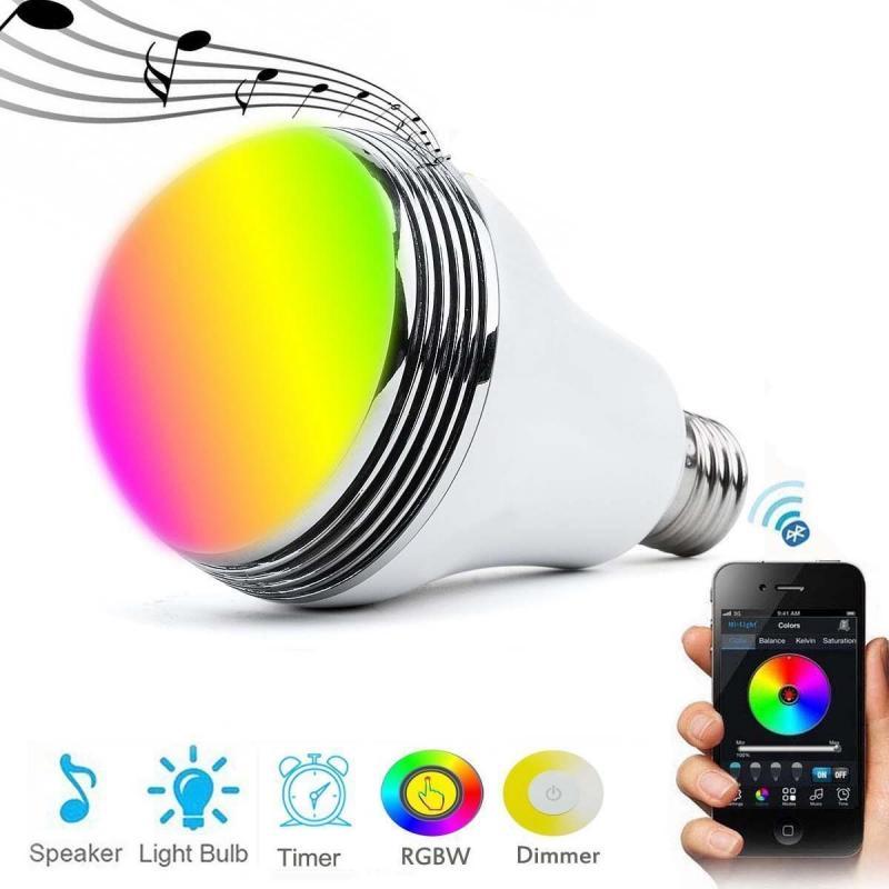 Smart LED-lyspære E27 Smart trådløs Bluetooth-høyttalerpære Musikkspilling Dimbar RGB-farget Bluetooth-kontrolllampe
