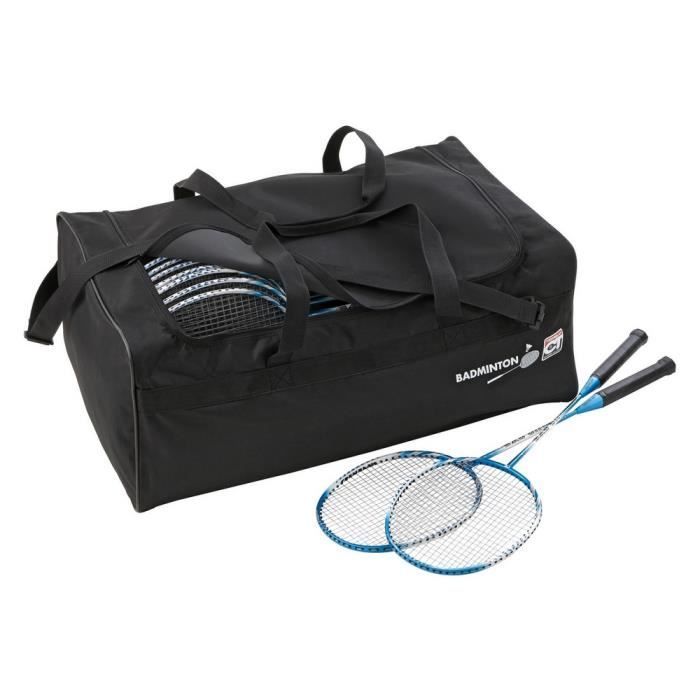 Badminton-Schlägertasche, schwarz, Nylon-Canvas mit verstärkten Griffen – Maße: 70 x 46 x 28 cm