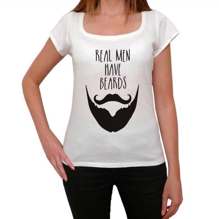 T-Shirt Femme - ULTRABASIC - Les Vrais Hommes Ont Une Barbe - 100% Coton - Manches Courtes - Col Arrondi