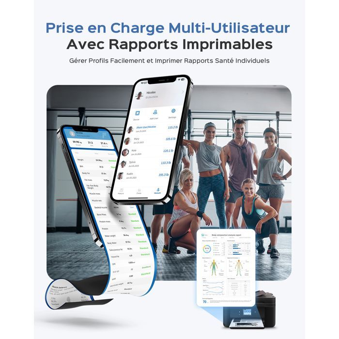 Smart Body Composition Scale with 8 Electrodes, 28 Body Data Points, and App for Android and iOS, 30 x 30 cm