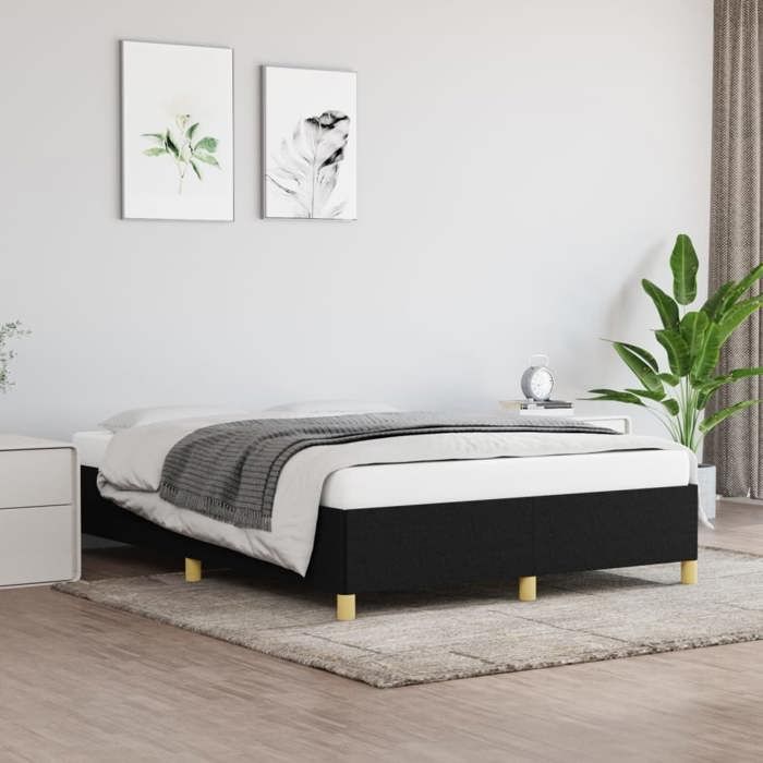 Estructura de cama vidaXL con somier de láminas, cama tapizada, estructura de láminas, cama doble para adultos, muebles de dormitorio, color negro, 140x190 cm, 347159