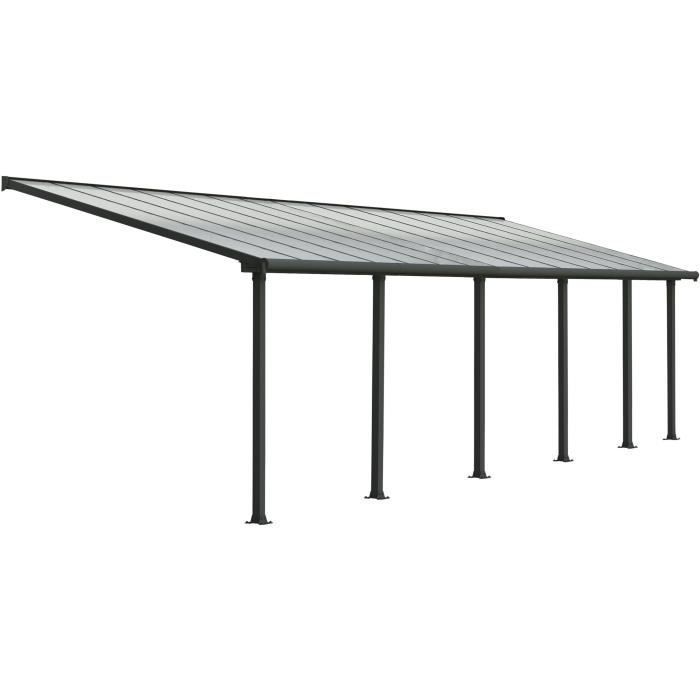 Pérgola adosada Olympia de 25,5 m² - Aluminio y policarbonato - Gris - PALRAM