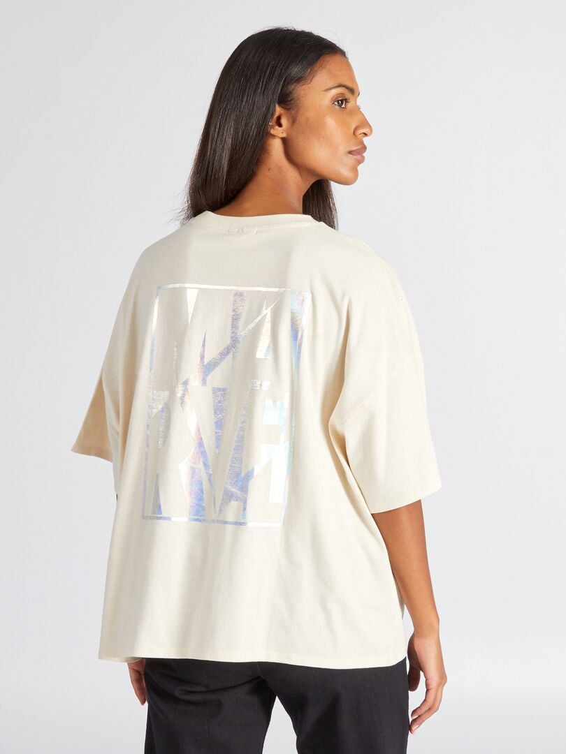 Oversized 'Marvel' T-shirt - beige