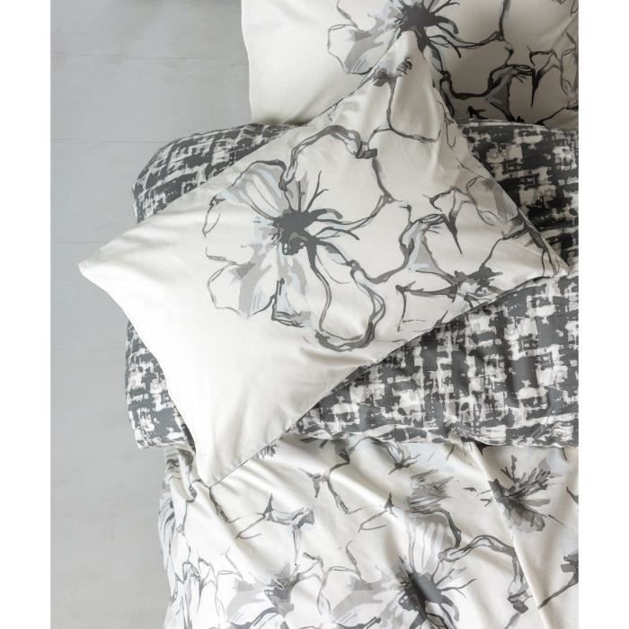 Juego de ropa de cama: 1 funda nórdica de 220 x 240 cm + 2 fundas de almohada de 60 x 60 cm - 100 % algodón reforzado - Antracita
