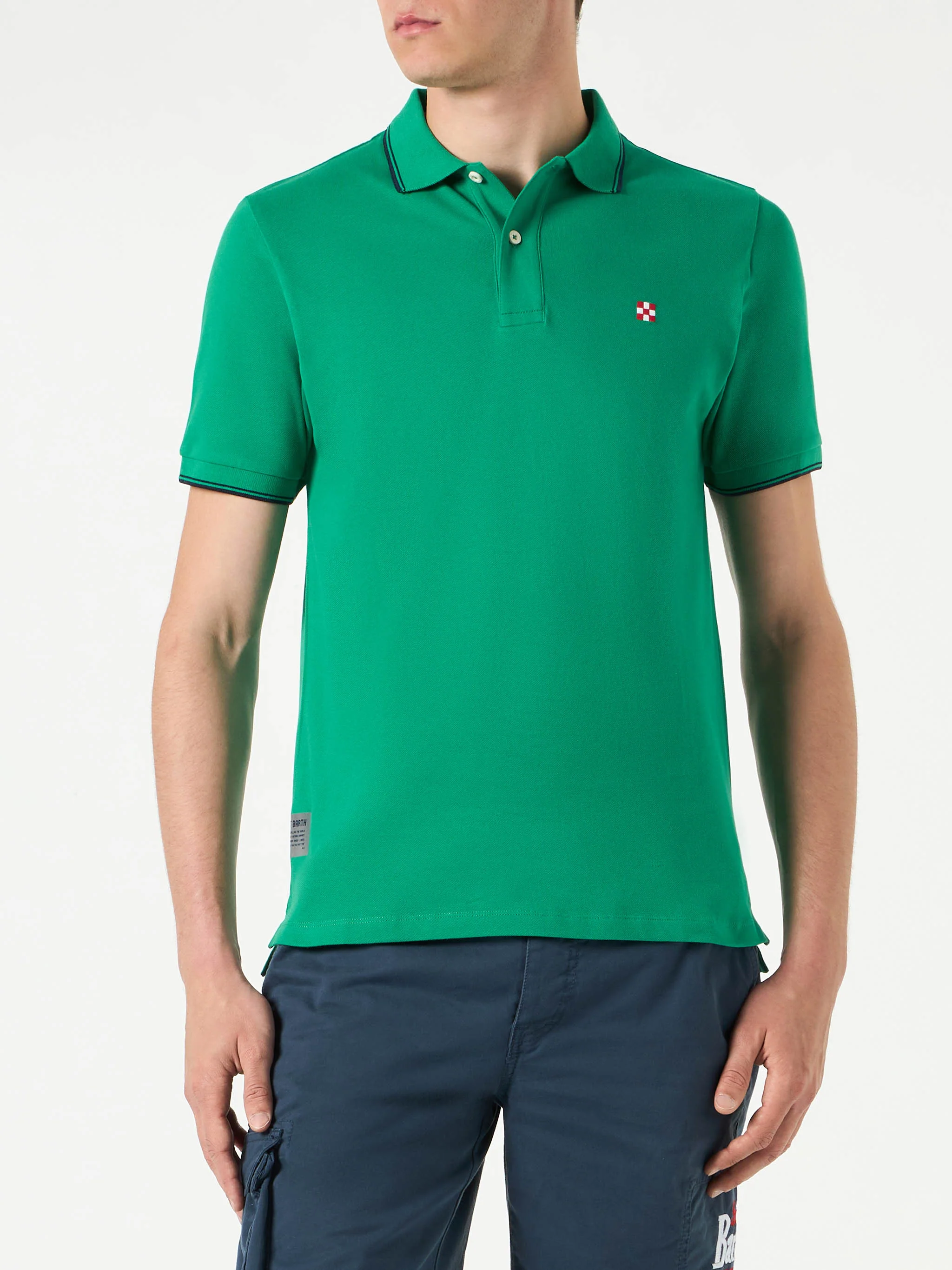 Groene poloshirt met St. Barth-ruitlogo