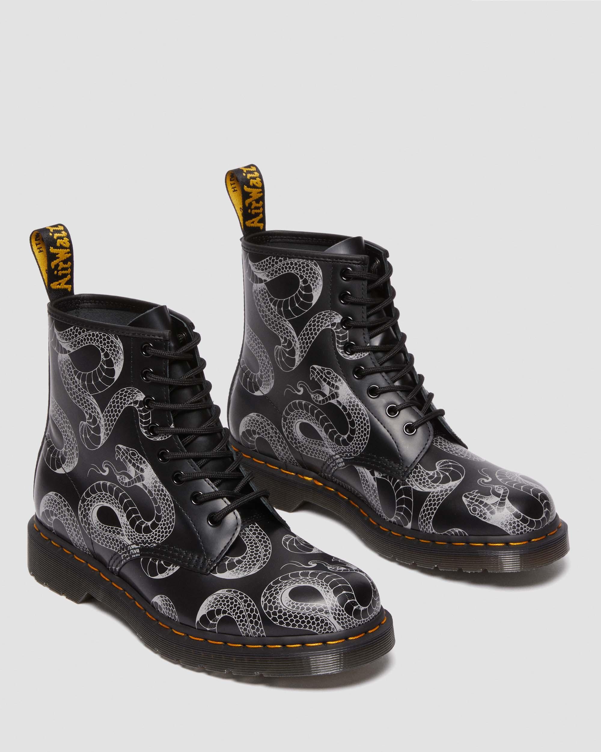 1460 Serpent Print Leather Lace Up Boots