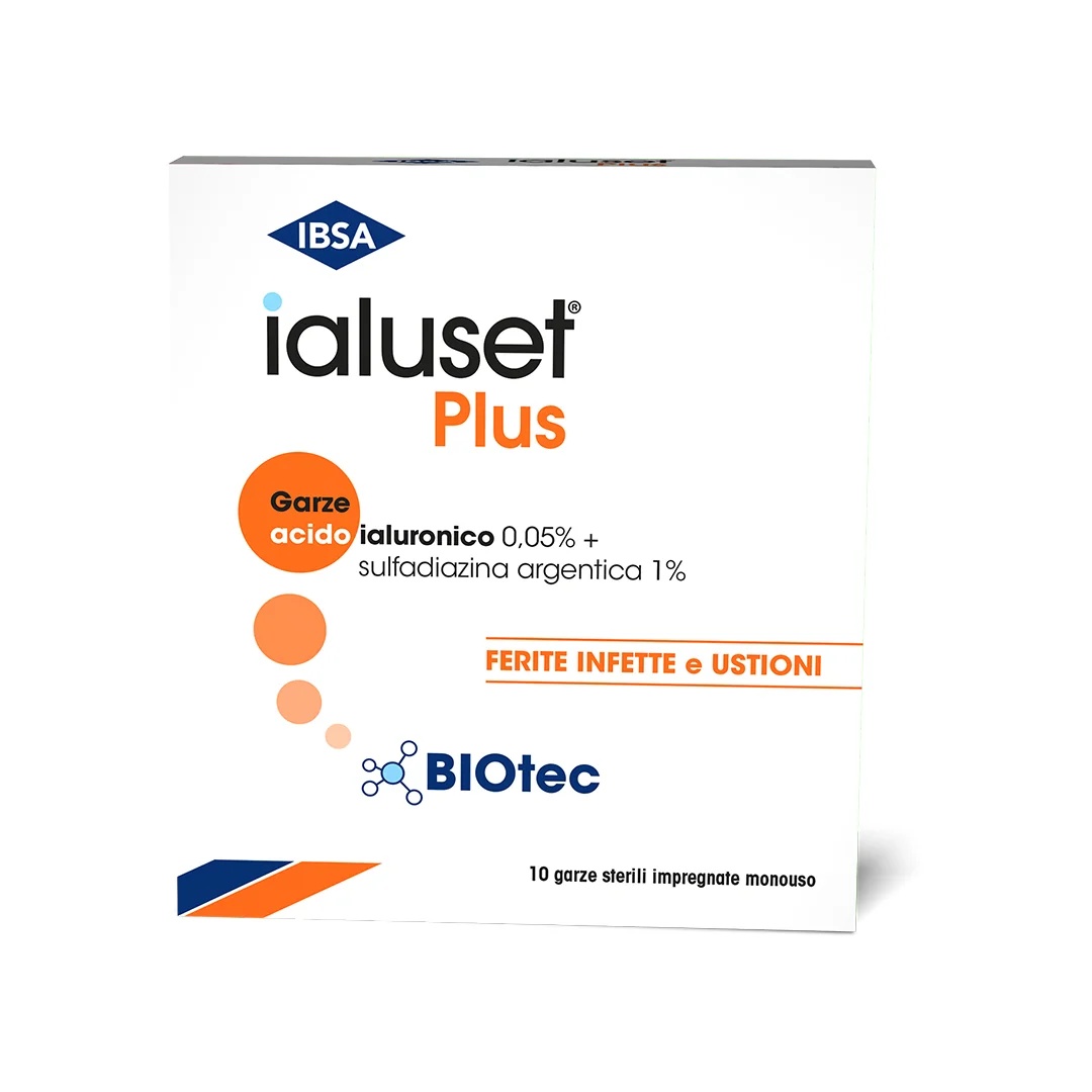 IALUSET Gasa estéril impregnada Ialuset Plus para heridas infectadas y quemaduras 10x10 cm 10 unidades